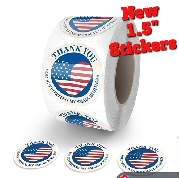 100 ct  1.5" American flag thank you - Picture 3 of 8